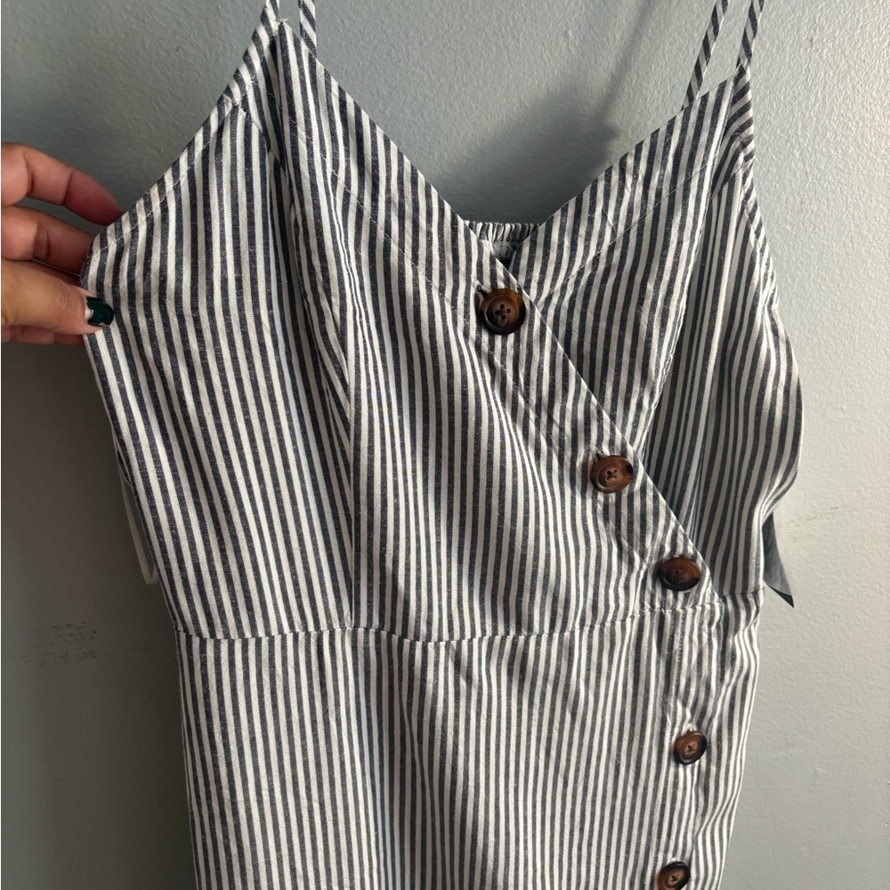 a.n.a Striped Midi Dress in White and Navy